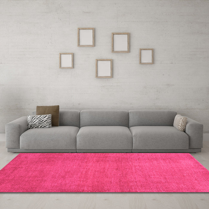Machine Washable Abstract Pink Contemporary Rug in a Living Room, wshcon536pnk