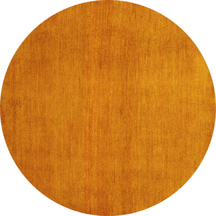 Round Machine Washable Abstract Yellow Contemporary Rug, wshcon536yw