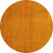 Round Machine Washable Abstract Yellow Contemporary Rug, wshcon536yw