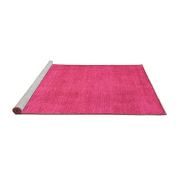 Sideview of Machine Washable Abstract Pink Contemporary Rug, wshcon536pnk