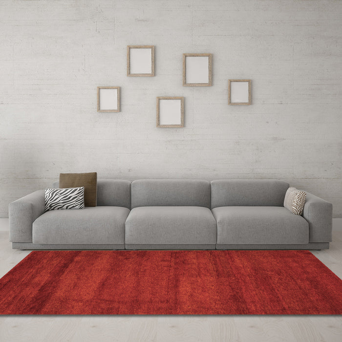 Machine Washable Abstract Orange Contemporary Area Rugs in a Living Room, wshcon537org