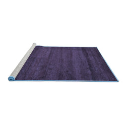Sideview of Machine Washable Abstract Blue Contemporary Rug, wshcon537blu