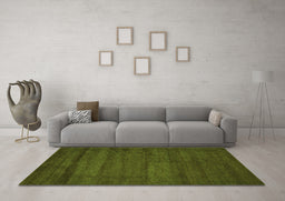 Machine Washable Abstract Green Contemporary Area Rugs in a Living Room,, wshcon537grn