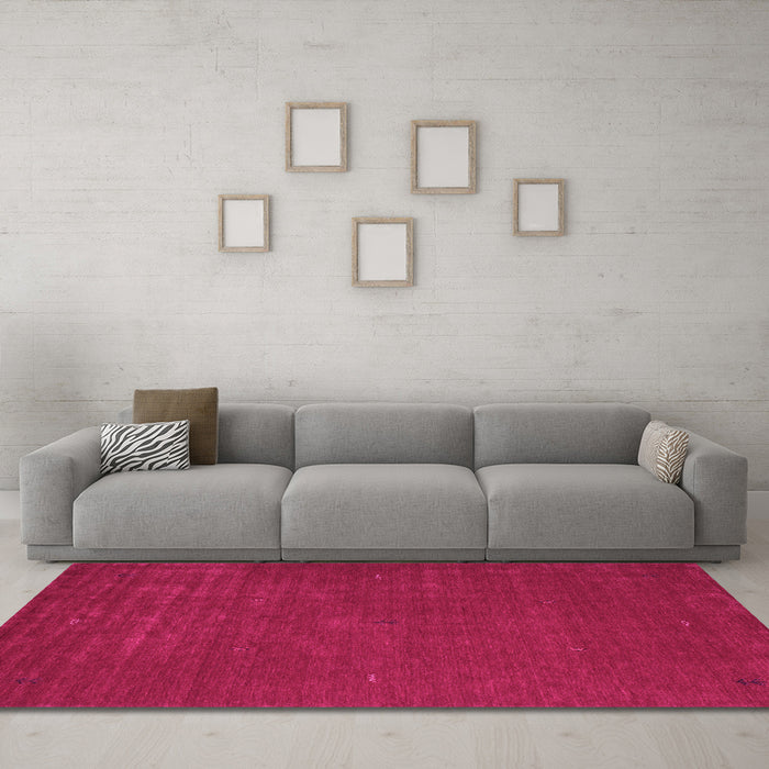 Machine Washable Abstract Pink Contemporary Rug in a Living Room, wshcon538pnk