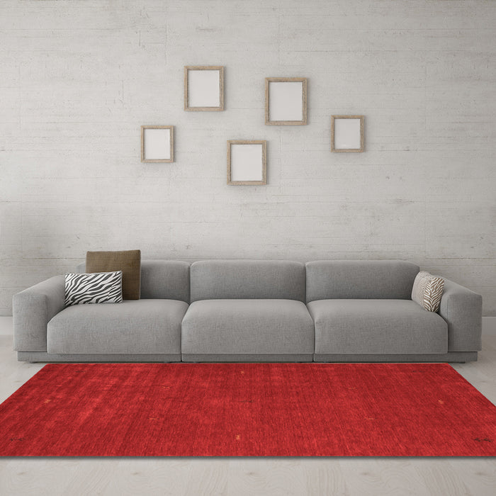 Machine Washable Abstract Orange Contemporary Area Rugs in a Living Room, wshcon538org