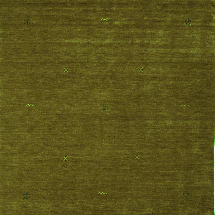 Serging Thickness of Abstract Green Contemporary Rug, con538grn
