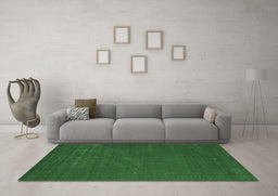 Machine Washable Abstract Emerald Green Contemporary Area Rugs in a Living Room,, wshcon538emgrn
