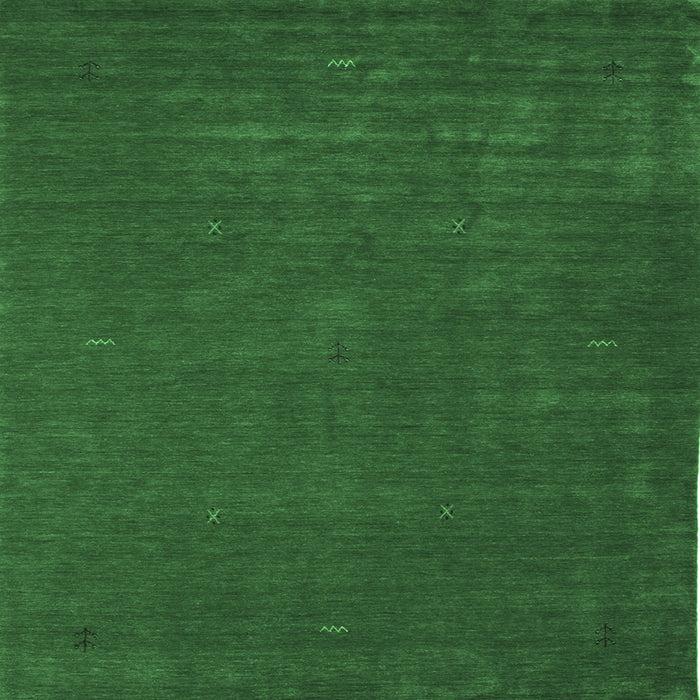 Square Machine Washable Abstract Emerald Green Contemporary Area Rugs, wshcon538emgrn
