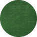 Round Machine Washable Abstract Emerald Green Contemporary Area Rugs, wshcon538emgrn