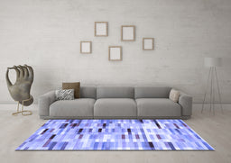 Machine Washable Abstract Blue Contemporary Rug in a Living Room, wshcon539blu