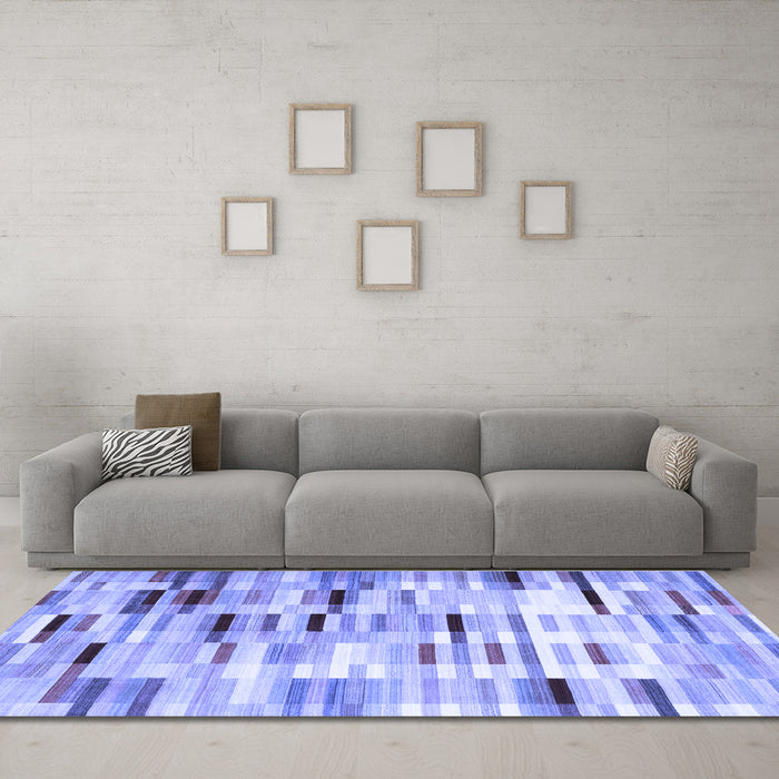 Machine Washable Abstract Blue Contemporary Rug in a Living Room, wshcon539blu