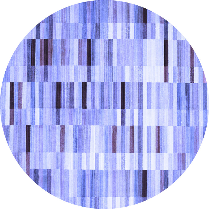 Round Abstract Blue Contemporary Rug, con539blu