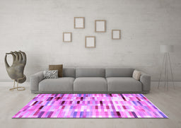Machine Washable Abstract Purple Contemporary Area Rugs in a Living Room, wshcon539pur