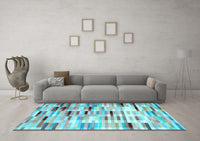 Machine Washable Abstract Light Blue Contemporary Rug, wshcon539lblu