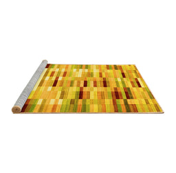 Sideview of Machine Washable Abstract Yellow Contemporary Rug, wshcon539yw