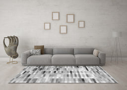 Machine Washable Abstract Gray Contemporary Rug in a Living Room,, wshcon539gry