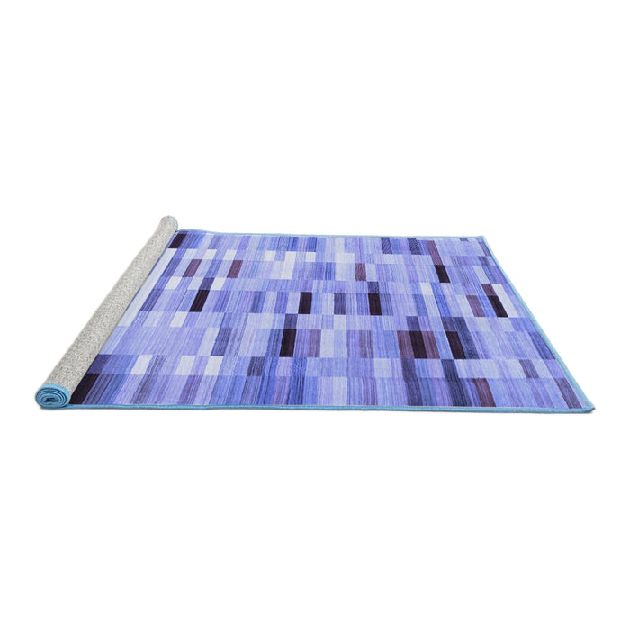 Sideview of Machine Washable Abstract Blue Contemporary Rug, wshcon539blu