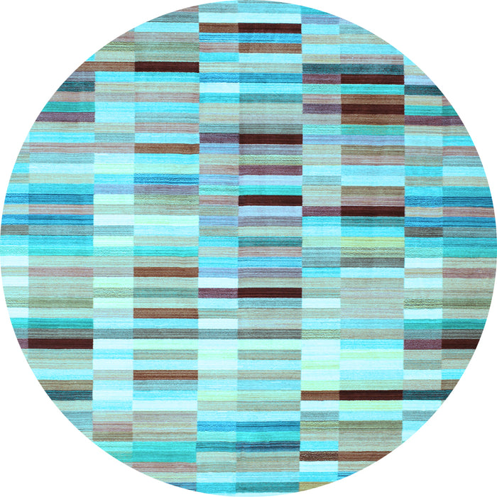Round Machine Washable Abstract Light Blue Contemporary Rug, wshcon539lblu