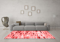 Machine Washable Abstract Red Contemporary Rug, wshcon539red