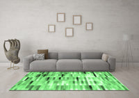 Machine Washable Abstract Emerald Green Contemporary Rug, wshcon539emgrn