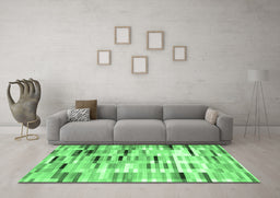 Machine Washable Abstract Emerald Green Contemporary Area Rugs in a Living Room,, wshcon539emgrn