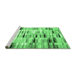 Sideview of Machine Washable Abstract Emerald Green Contemporary Area Rugs, wshcon539emgrn