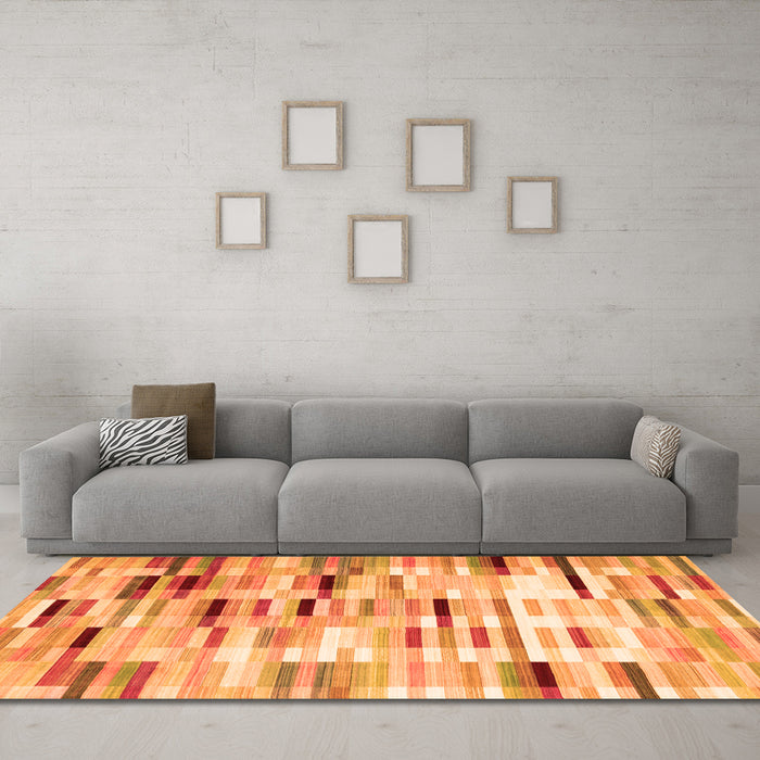 Machine Washable Abstract Orange Contemporary Area Rugs in a Living Room, wshcon539org