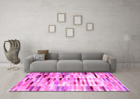 Machine Washable Abstract Pink Contemporary Rug, wshcon539pnk