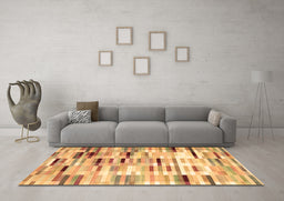 Machine Washable Abstract Brown Contemporary Rug in a Living Room,, wshcon539brn
