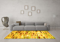 Machine Washable Abstract Yellow Contemporary Rug, wshcon539yw