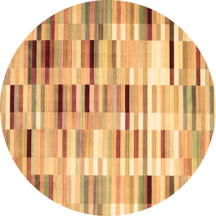 Round Abstract Brown Contemporary Rug, con539brn