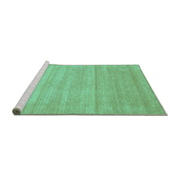 Sideview of Machine Washable Abstract Turquoise Contemporary Area Rugs, wshcon53turq