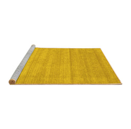 Sideview of Machine Washable Abstract Yellow Contemporary Rug, wshcon53yw