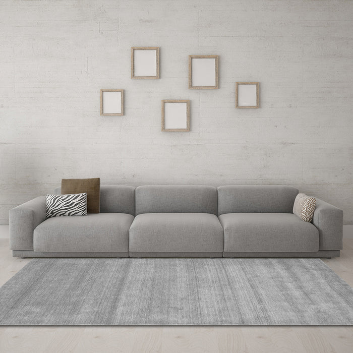 Machine Washable Abstract Gray Contemporary Rug in a Living Room,, wshcon53gry