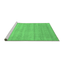 Sideview of Machine Washable Abstract Emerald Green Contemporary Area Rugs, wshcon53emgrn