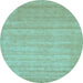 Round Machine Washable Abstract Light Blue Contemporary Rug, wshcon53lblu