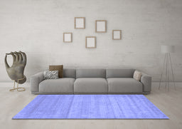 Machine Washable Abstract Blue Contemporary Rug in a Living Room, wshcon53blu