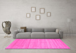 Machine Washable Abstract Pink Contemporary Rug in a Living Room, wshcon53pnk