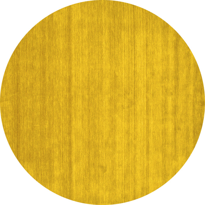 Round Abstract Yellow Contemporary Rug, con53yw