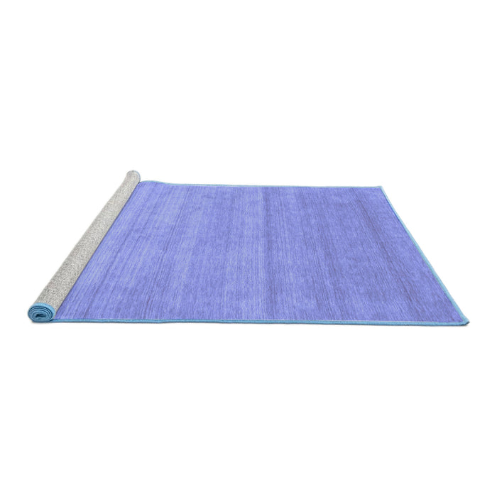 Sideview of Machine Washable Abstract Blue Contemporary Rug, wshcon53blu