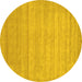 Round Machine Washable Abstract Yellow Contemporary Rug, wshcon53yw