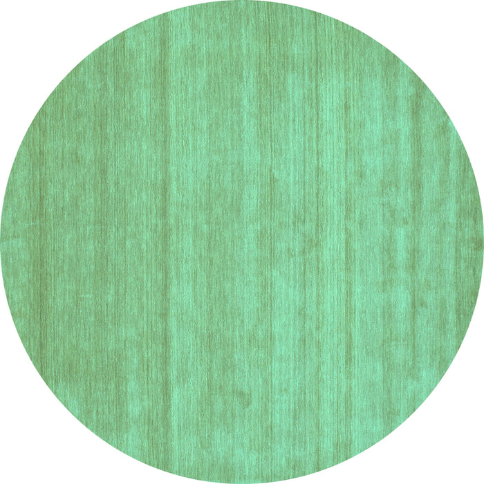Round Machine Washable Abstract Turquoise Contemporary Area Rugs, wshcon53turq