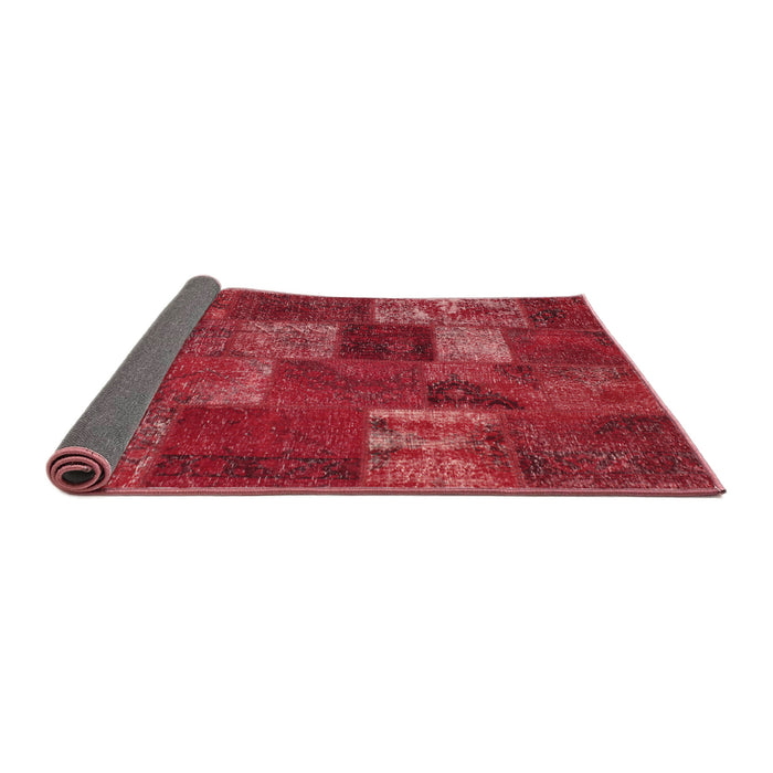 Thickness of Contemporary Red Patchwork Rug, con540