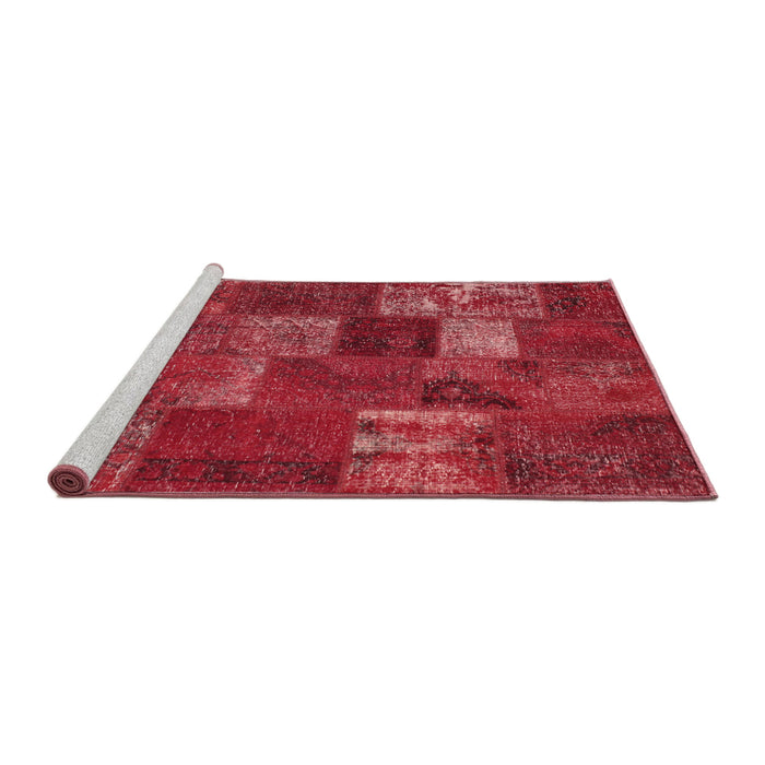 Serging Thickness of Machine Washable Contemporary Red Rug, wshcon540