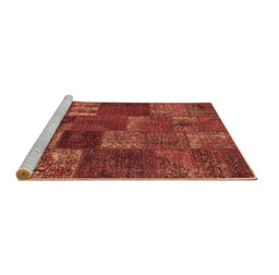 Sideview of Machine Washable Patchwork Brown Transitional Rug, wshcon540brn