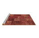 Sideview of Machine Washable Patchwork Brown Transitional Rug, wshcon540brn