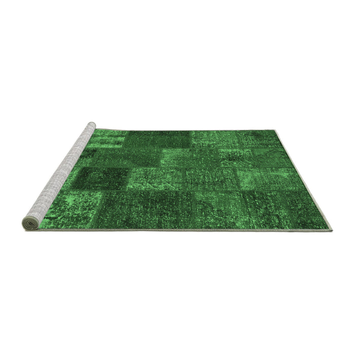 Sideview of Machine Washable Patchwork Emerald Green Transitional Area Rugs, wshcon540emgrn