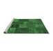 Sideview of Machine Washable Patchwork Emerald Green Transitional Area Rugs, wshcon540emgrn