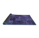 Sideview of Patchwork Blue Transitional Rug, con540blu