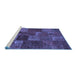 Sideview of Machine Washable Patchwork Blue Transitional Rug, wshcon540blu
